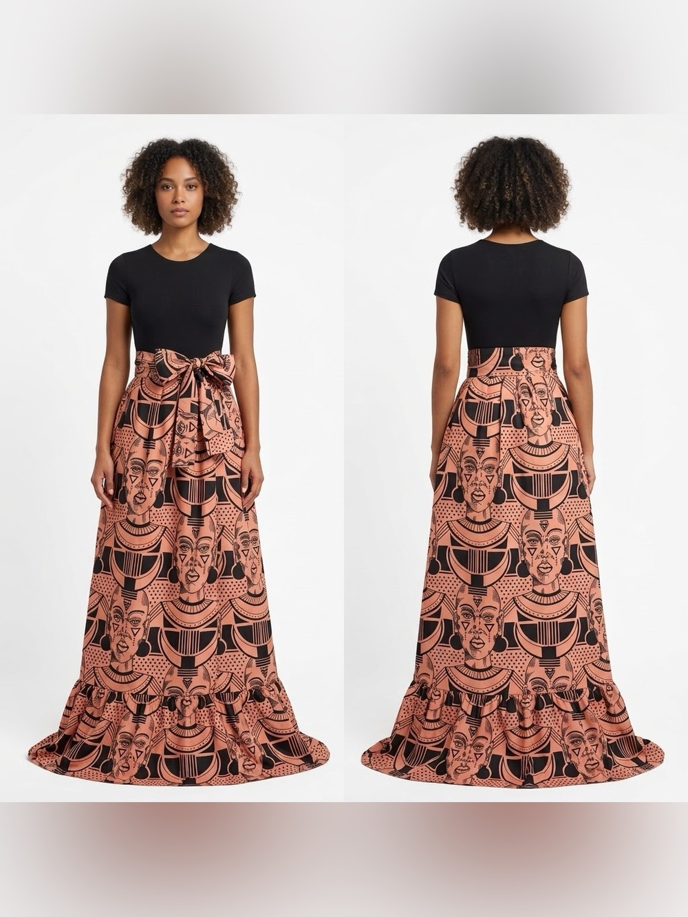 Izzy & Liv Graphic Face Print Versatile Wrap Maxi Skirt - One Size